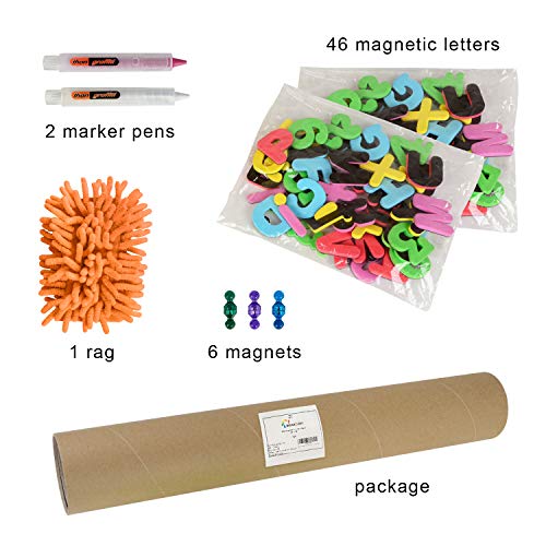 Board2By Magnetic Chalkboard Contact Paper For Wall, 38.9 X 18 Self Adhesive Chalk Board Wallpaper, Blackboard Paper With 46 Magnetic Letters For Kids, Black #TOP5