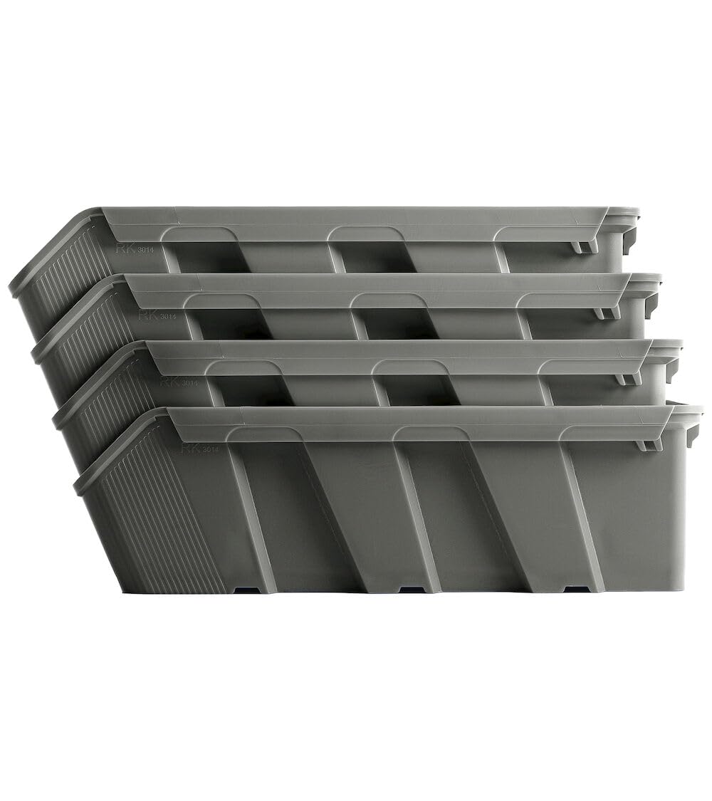 FAMI - Pack da 16 Contenitori per Scaffale RK Box Air in PP Riciclato – Cassette a Bocca di Lupo Sovrapponibili per Minuteria e Picking (141x500x142h mm)