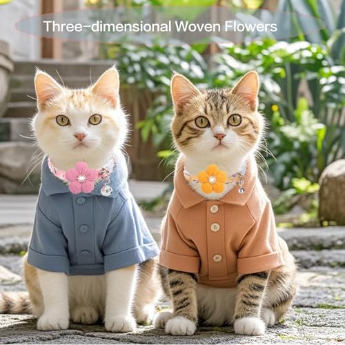 Cat Collar, HYQHYX Breakaway Kitten Collar with Flower,Rhinestone Kitty Collar with Bell, Floral Pet Collar with Safety Buckle for Cats and Puppy Dog - Image 6