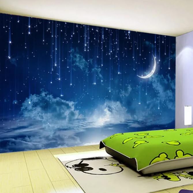 Papier peint ciel nocturne bleu fresque murale 3D décoration chambre enfant