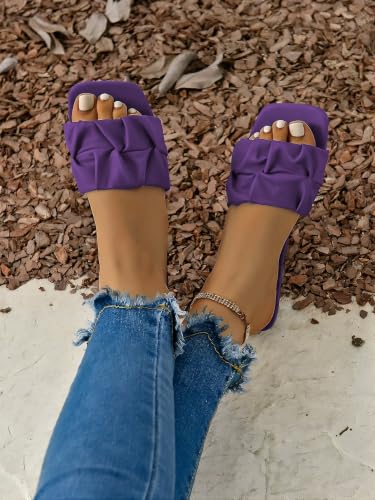 Image of GORGLITTER Women's Summer Cute Flat Sandals Dress Slide Sandals Square Toe Wedding Shoes Vacation Trendy Sandals 2026