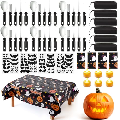 Image of Tioncy 6 Set Complete Halloween Pumpkin Carving Kits Tools Set Bulk