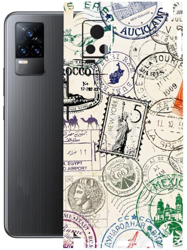Image of AtOdds - Full Body Back Screen Guard Protector Film - Lamination Wrap Skin Sticker Compatible with VIVO Y73 | Scratchproof Matte Finish (Stamps)