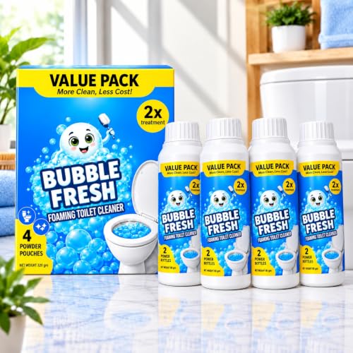 Bubble Fresh Toilet Cleaner Foam Action Bathroom Cleaner | Removes Tough Stains, Limescale & Odour | Multipurpose Toilet, Tiles & Basin Cleaner | Pack of 4 x 100g (400g)