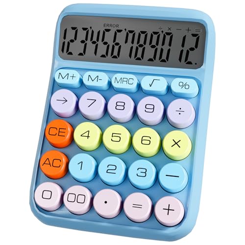 Zeno Blue desk calculator with large buttons and 12-digit screen — a four-function unit for the homework table