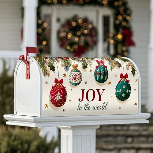 Decorazioni magnetiche per cassette postali, decorazioni natalizie con agrifoglio rosso, decorazione per esterni, 53 x 64 cm
