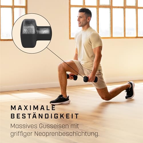 Hanteln 2 kg Neopren Set mit Fitnessposter für gezieltes Training