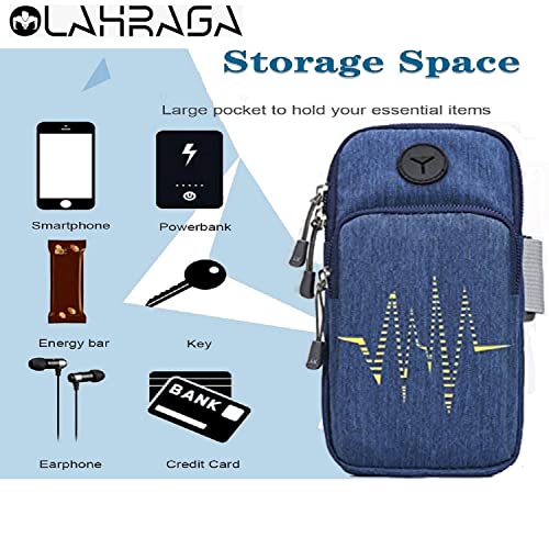 Image of Mini Mobile Arm Bag with Earphone Hole and Adjustable Arm Strap for Men's and Women's Running Fitness Walking Sports Outdoor (Blue)