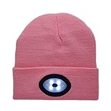 Bright LED Headlamp, USB Rechargeable Unisex 6 LED Knitted Warm Beanie Hat Cap Hands Free Headlamp F