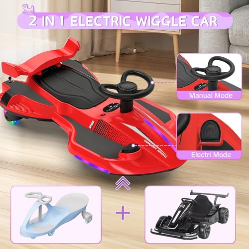 image for CANKETEC 12V Electric Wiggle Car with Pedal for Kids, Rechargeable 2 i