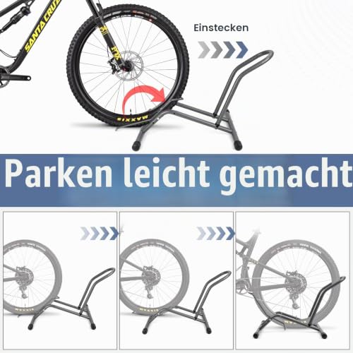 MEGHNA Fahrradständer Professional Boden Freistehender Ständer Halter Montages Fahrradpark Ständer für Mountainbike Rennrad MTB Schwarz (1… – Ansicht 4