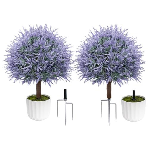 LuceAlberi 24.9” Artificial Lavender Topiary Ball with Pots
