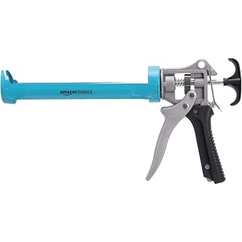 Amazon Basics Heavy Duty Cartridge Gun 310 ml 121 Power Transmission Ratio Aluminium Handle with Plastic Support Handle Blue/Grey.