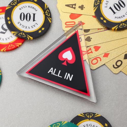 DOITOOL All in Button Poker Dealer Button Triangle Glass All in Chips, Poker Table Numbers Markers, Table Game Supplies for Party, Double Sided, 2.75 X 2.75 X 0.39 Inches - Thumbnail 3