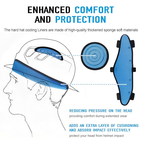 Hard Hat Top Pads and Sweatbands for Safety Helmet, Washable Hard Hat Cooling Liner Accessories Set, Suspension Sweat Band Replacement, Reusable Inserts Headband, Blue, 4 PCS by Dairrr Fuuu - Used condition - Image 5