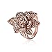 Teniu Rose Gold Micro Diamend Ring Flower Ring Finger Ring Female Retro Fashion Jewelry,size:7