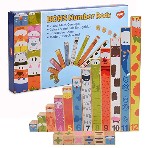 Regletas Cuisenaire BOHS Barras numéricas Montessori de Colores - Conceptos de Matemáticas Visuales - Contar, sumar, restar, fracciones -...