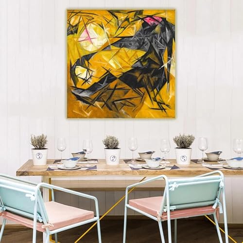 Peinture huile Rayist rose et jaune image décorative pour salon moderne