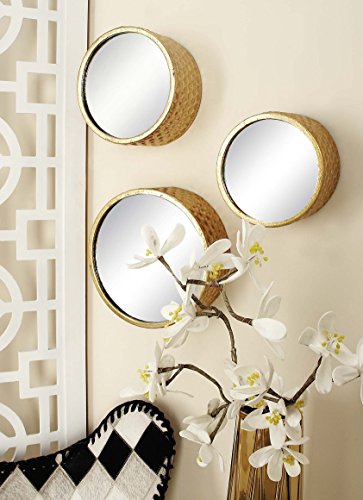 Cosmoliving By Cosmopolitan Glam Metal Round Wall Mirror, Set Of 7 12", 10", 8", 7", 6"D, Gold #TOP7
