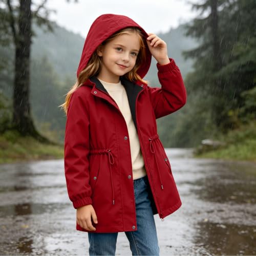 DASAYO Girls Rain Jacket Waterproof Lightweight Raincoat Hooded Windbreaker - image 3