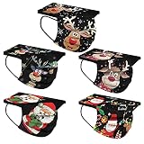 50Pcs Noël Masque_Enfant_Jetable 3 Couches Non Tissé Anti-Poussière Anti-Pollution Respirant Confortable Face Scarfs avec Crochets d'oreille Élastiques Bandana Imprimé Père Noel Mignon