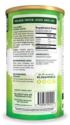 Great Lakes Gelatin, Certified Paleo Friendly, Keto Certified, Collagen Hydrolysate, Peptides, Pasture-Raised Grass-Fed, 16 oz - Thumbnail 4