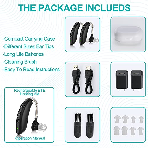 Hearing Aids, HaYiue Hearing Aid for Seniors Rechargeable with Noise Cancelling Hearing Amplifier with AI DSP Chip for Adults Hearing Loss Bet Digital Ear Hearing Assist Devices with Volume Control - Thumbnail 7