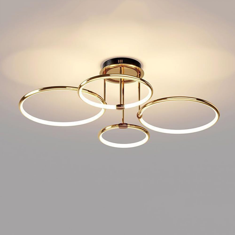 HXYSXHJUO Home Decoration LED Dimmable Ceiling Light Modern Ring Circle Flush Mount Kitchen Close To Fixtures Gold Dining Room Chandeliers For Living Bedroom Foyer