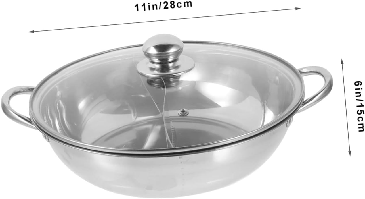 Stainless Steel Double Flavor Hot Pot, Divided Cooker with Handle Xmas