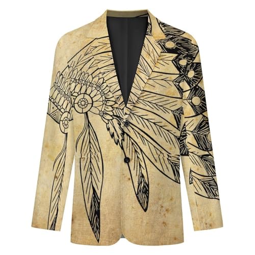 Native American Headdress Mens Blazer Suit Jacket Lightweight Slim Fit Casual Coat4