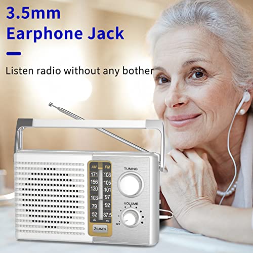Yewrich Am Fm Radio With Best Reception, Portable Battery Operated Transistor Radios, Headphone Jack, Ac Powered, Suit For Senior And Home, White #TOP4