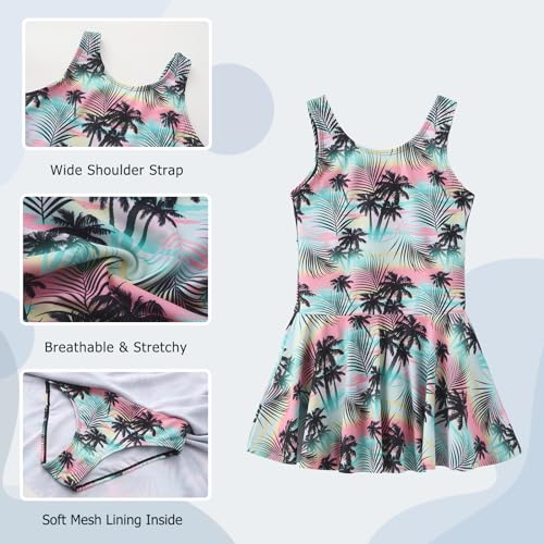 Image of Aisyee Girls One Piece Swimsuits Swim Dress for Girls Skirted Bathing Suit Hawaiian Skirt Swimwear 3-16 Years