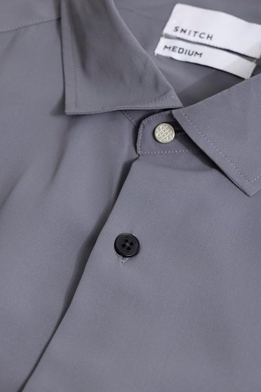 Image of SNITCH Men's Plain Shirts | Formal Wear Streetwear Style | Cotton Spread Full Sleeve Slim Fit Grey