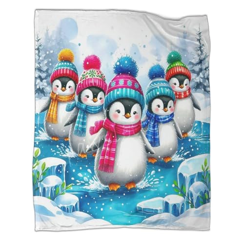 Couverture pingouin idée cadeau originale plaid doux lit microfibre pour anniversaire ado - 3