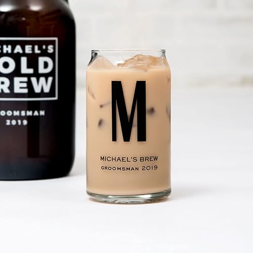 Miniatura 4 de WEDDINGSTAR Vaso de cerveza personalizado en forma de lata de 16 oz - Impresión de monograma