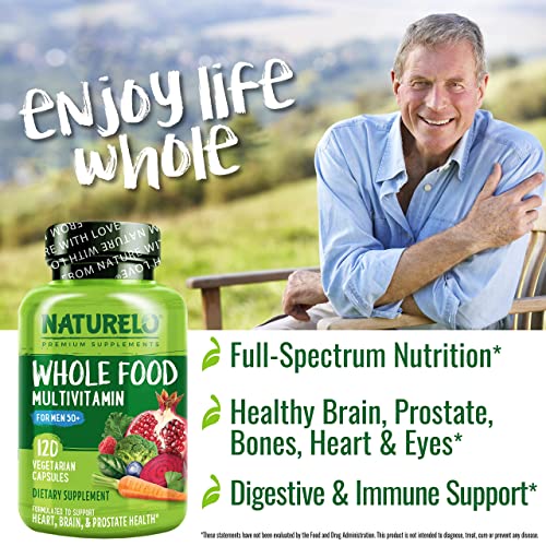 Naturelo Whole Food Multivitamin For Men 50+ - With Vitamins, Minerals, Organic Herbal Extracts - Vegan Vegetarian - For Energy, Brain, Heart And Eye Health - 120 Capsules #TOP5