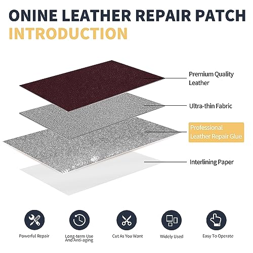 Image of ONine Leather Repair Tape 3X60 Inch Patch Leather Adhesive For Sofas, Car Seats, Handbags, Jackets,First Aid Patch (Mulberry)