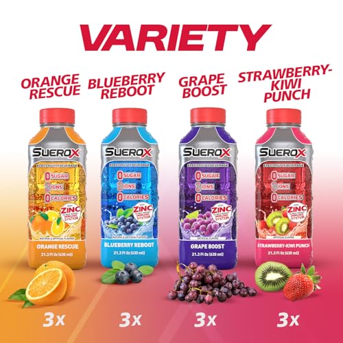 Image of SueroX Sugar Free Electrolyte Drink, Variety Pack, 21.3 Fl Oz, 12 Count