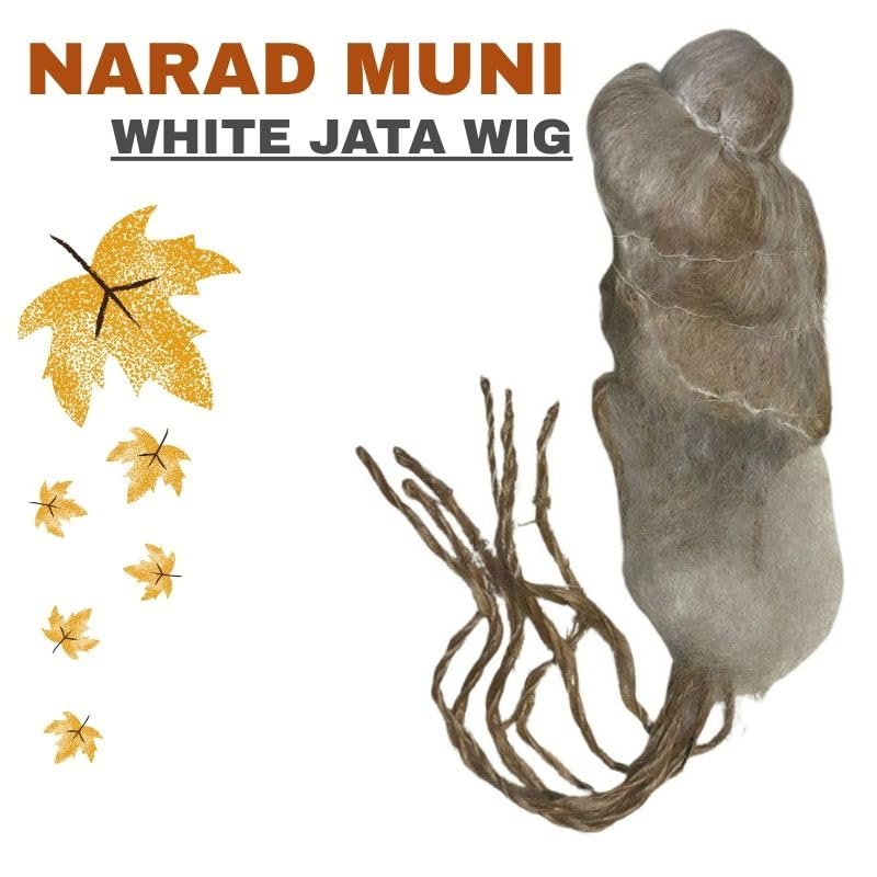 Image of Kaku Fancy Dresses White Jata Wig For Kids, Narad Muni Rishi Muni Mythological Characters Hair Wig, Sadhu Wig For Boys & Girls, Stage Drama Show Wig - White