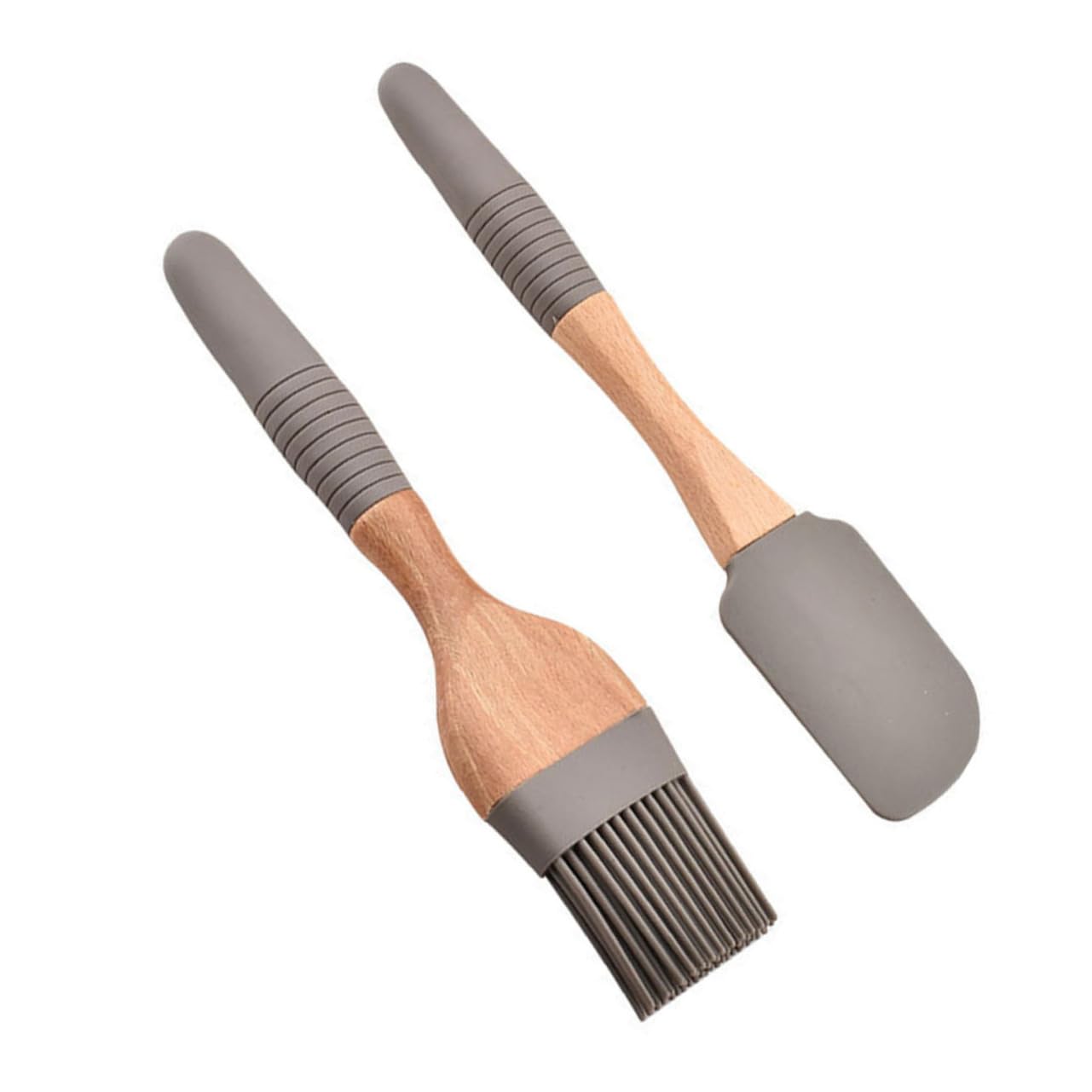 ibasenice Oil Baking Brush Set 1 Set Silicone Baking Tools Scraper Grilling Oil Brush Cooking Pastry Ergonomic Handle Design