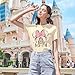 Women Magic Kingdom Shirt Castle Graphic Shirts Casual Family Vacation Holiday T Shirt Cute Short Sleeve Tee Top Apricot