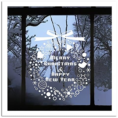 Merry Christmas Snowflakes Christmas Ball Wall Decals Removable Saying Wall Stickers Living Room Bedroom Shop Window Decoration Art Decor (Christmas Ball) Cover