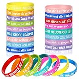 Huiguli 24 Stück Motivationsarmbänder Kinder auf Deutsch, 18cm Inspirierende Silikon Armbänder, Mutmacher Geschenk Mitgebsel Kindergeburtstag, Kleine Geschenke für Kinder Schüler Teenager