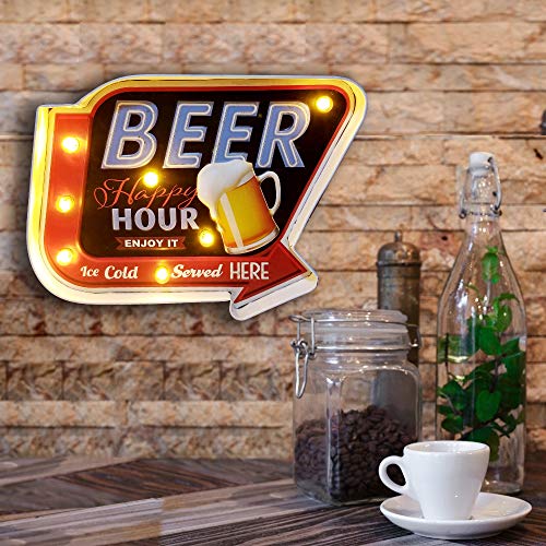 FSVEYL Light Signs Home Decor Coffee Wall Decorations Metal Vintage Handmade Marquee Embossed Tin Decor,Industrial Style…