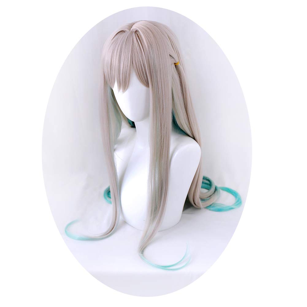 Photo 1 of Xingwang Queen Anime Cosplay Wig Long Silver Gray Gradient Green Synthetic Hair