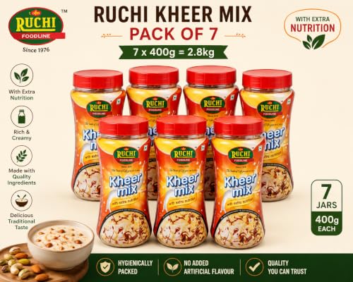 Image of Ruchi Instant Kheer Mix | Sweet Dish Dessert Mix | Creamy Indian Rice Kheer (2800g (400g x7))