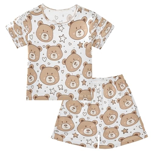 Cute Bear Kids Pjs Set Boys Girls Summer Short-Sleeve Sleepwear Pajamas 2PCS