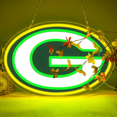 BNBIDEN Packers Football Neon Signs Led Sign for Wall Decor Rugby Team Light Up Sign Suitable for Man Cave Office Bar Pub Wall Art Gifts for Teen Boys