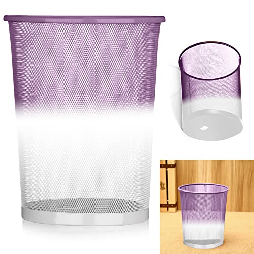 ARA CHOICE Colourful Mesh Waste Bins Rubbish Paper Wastebasket Trash Can Dustbin For Home Office Durable and easy to use Recycling Bin for Bedrooms Multi Colour. (Purple)