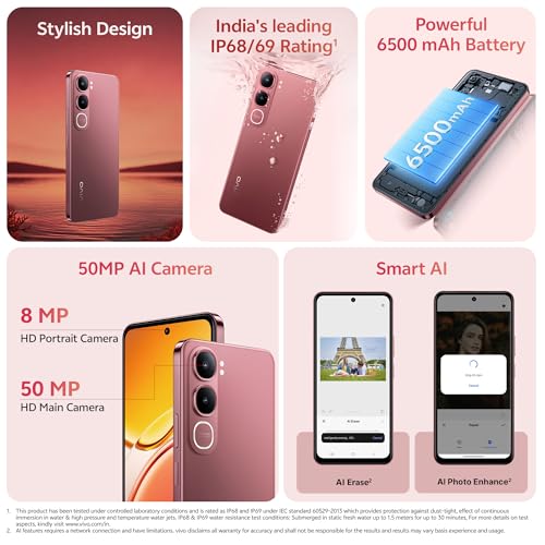 Image of vivo Y31 5G (Rose Red, 4GB RAM, 128GB Storage) with No Cost EMI /Additional Exchange Offers